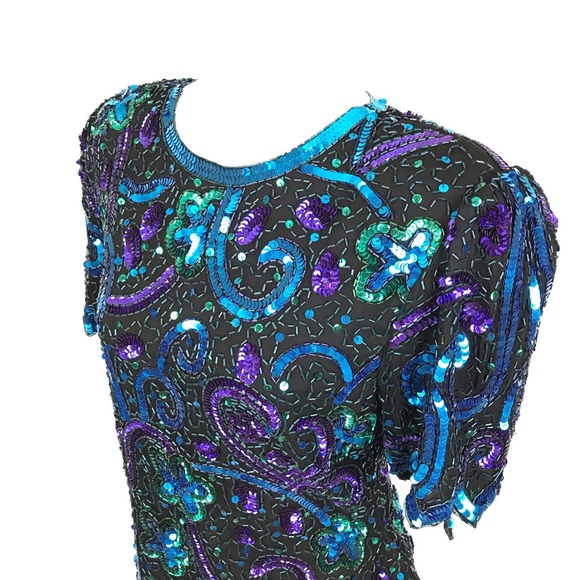 LAURENCE KAZAR New York Vintage Sequin Top Large - Picture 5 of 8
